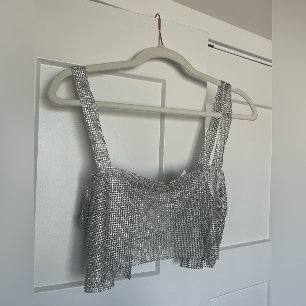 Silver disco crop top